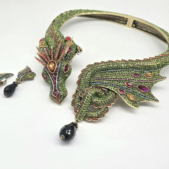 Heidi Daus Mystical Masterpiece Dragon Statement Necklace and Earring Set - Picture 10 of 13